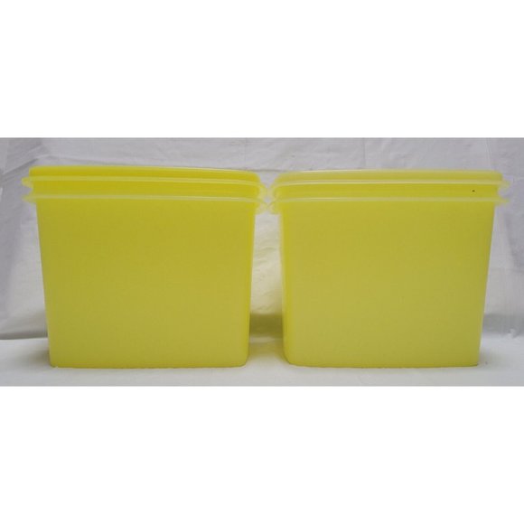 Lot of 2 Vintage Tupperware Storage Container Bright Yellow 1243-2 with Lids - Picture 1 of 7